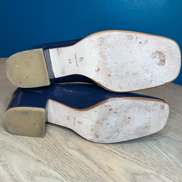 Frances Valentine Twiggy Loafer Navy Patent Leather Square Toe Women’s Size 8 - Picture 12 of 12